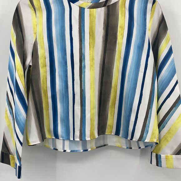 Zara Striped Long Sleeve Cropped Blouse Medium - Picture 5 of 8